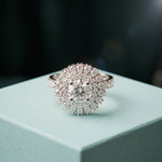 1.95CTW Round Cut Lab Grown Diamond Double Halo Vintage Ring for Women White