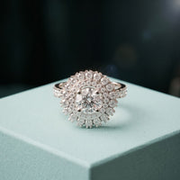 1.95CTW Round Cut Lab Grown Diamond Double Halo Vintage Ring for Women White