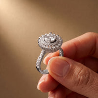 1.95CTW Round Cut Lab Grown Diamond Double Halo Vintage Ring for Women White