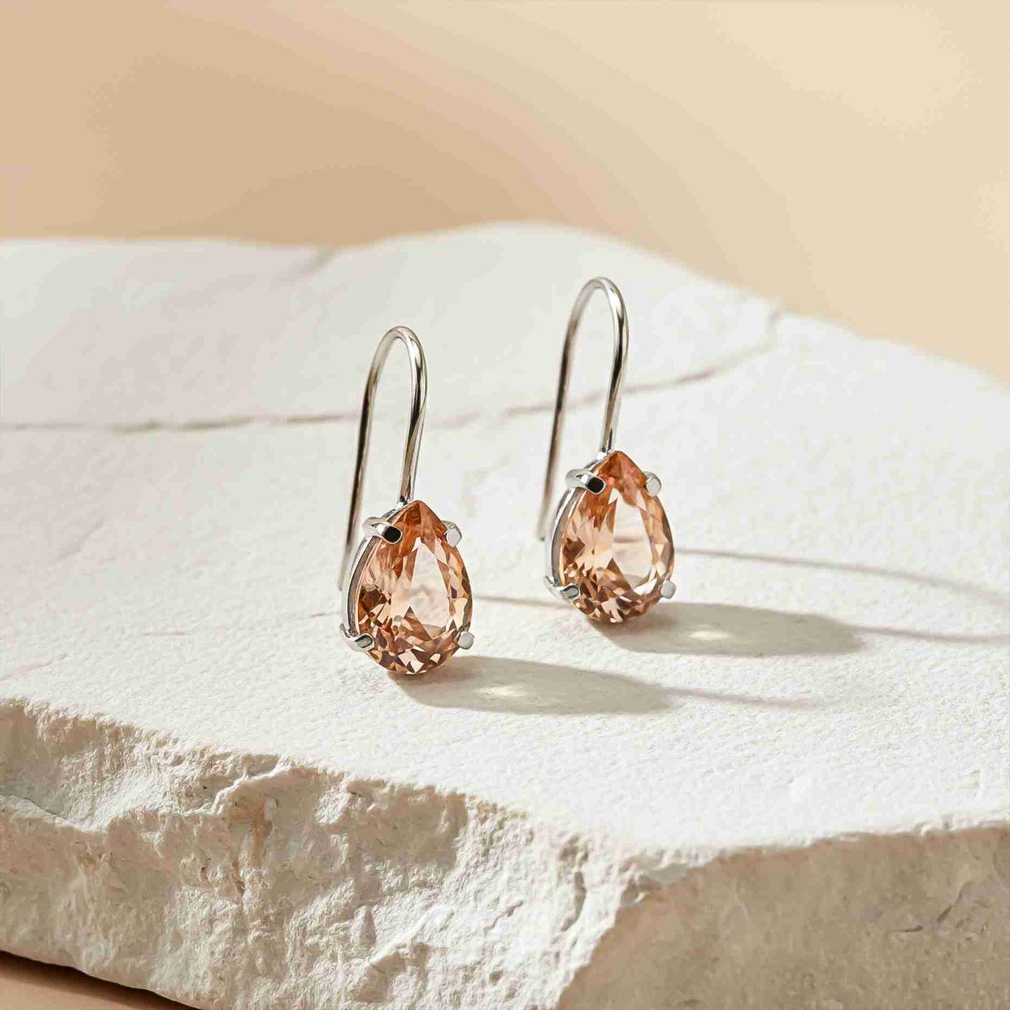925 Sterling Silver Classy Peach Morganite Solitaire Earrings