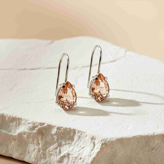 925 Sterling Silver Classy Peach Morganite Solitaire Earrings