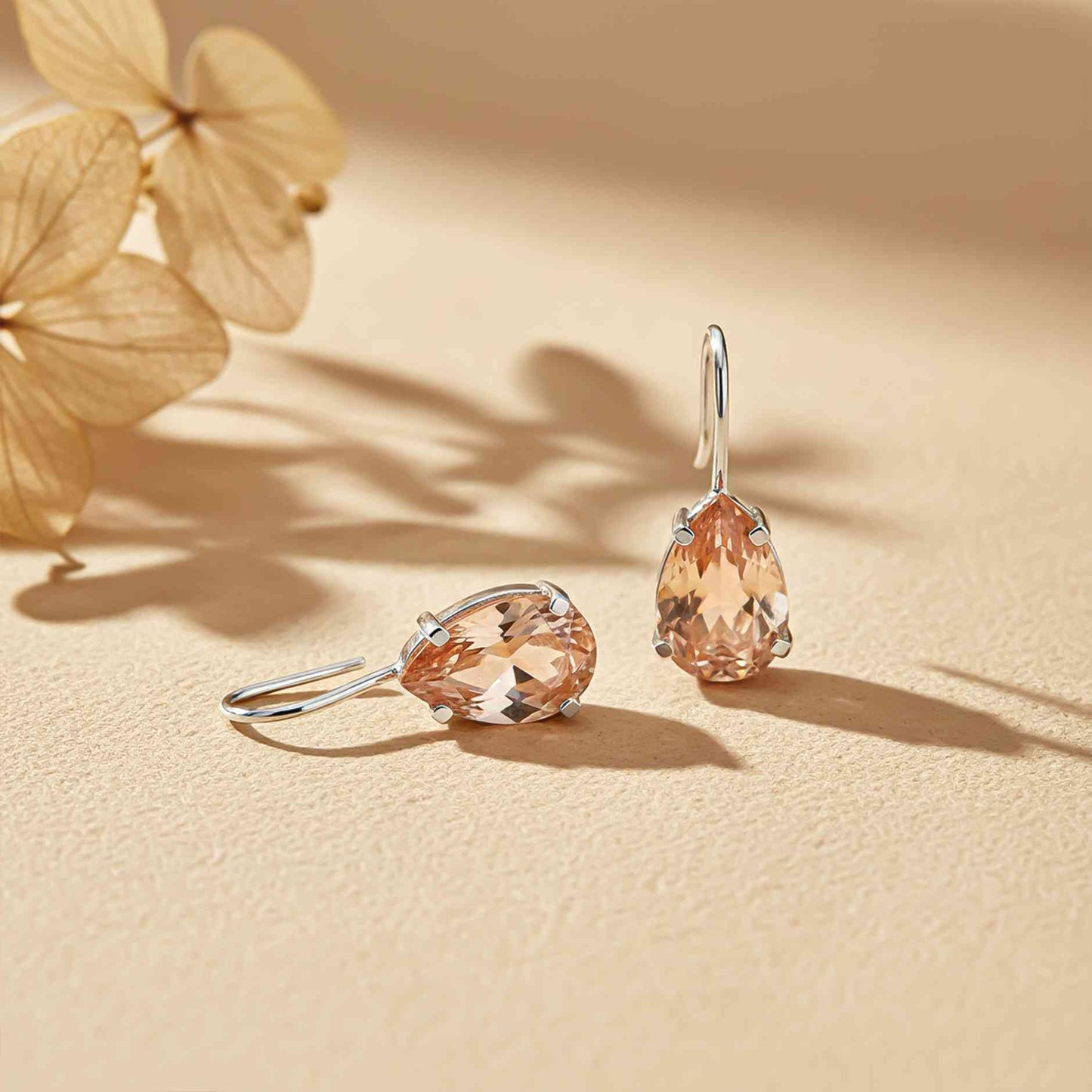 925 Sterling Silver Classy Peach Morganite Solitaire Earrings