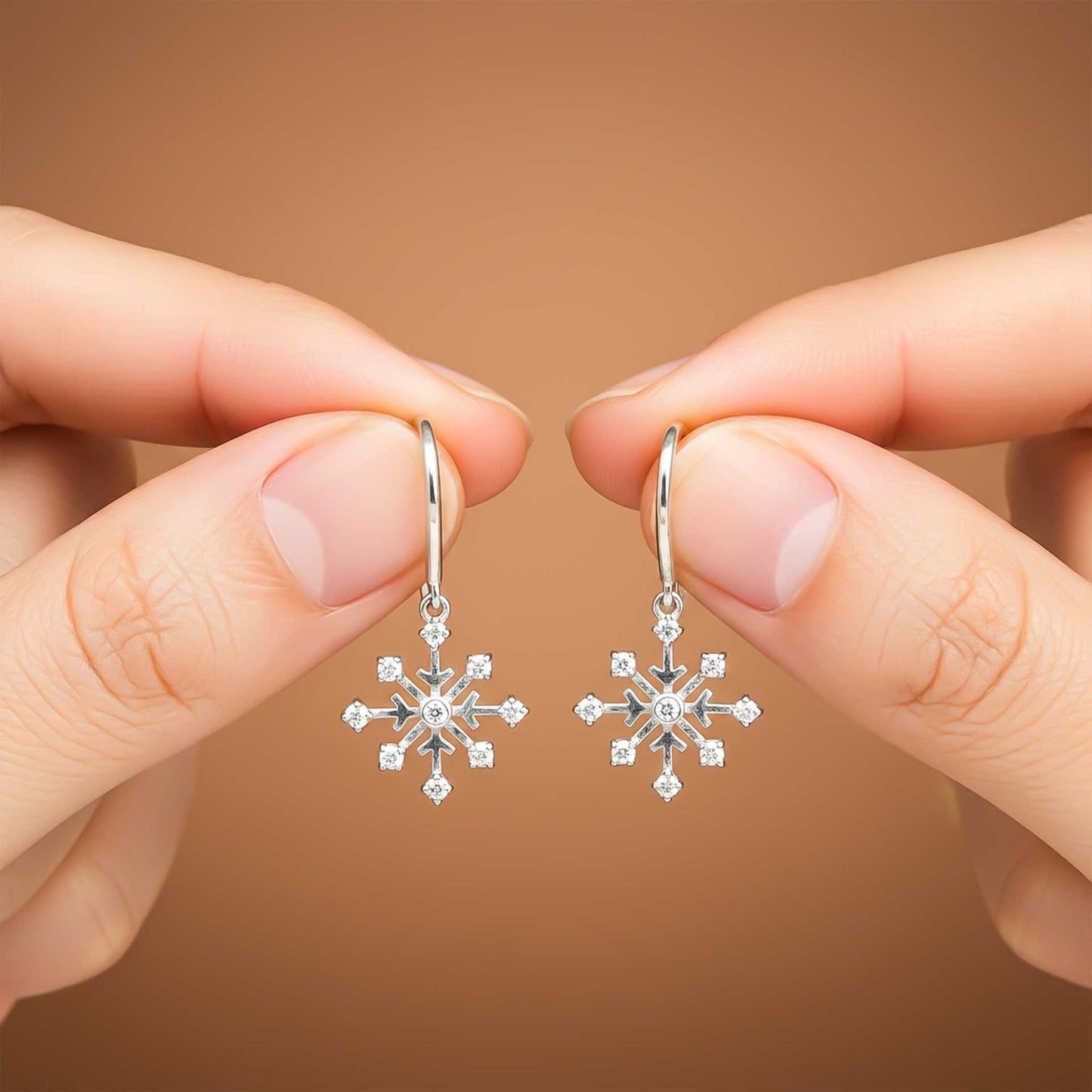 925 Sterling Silver Snowflake Drop Earrings