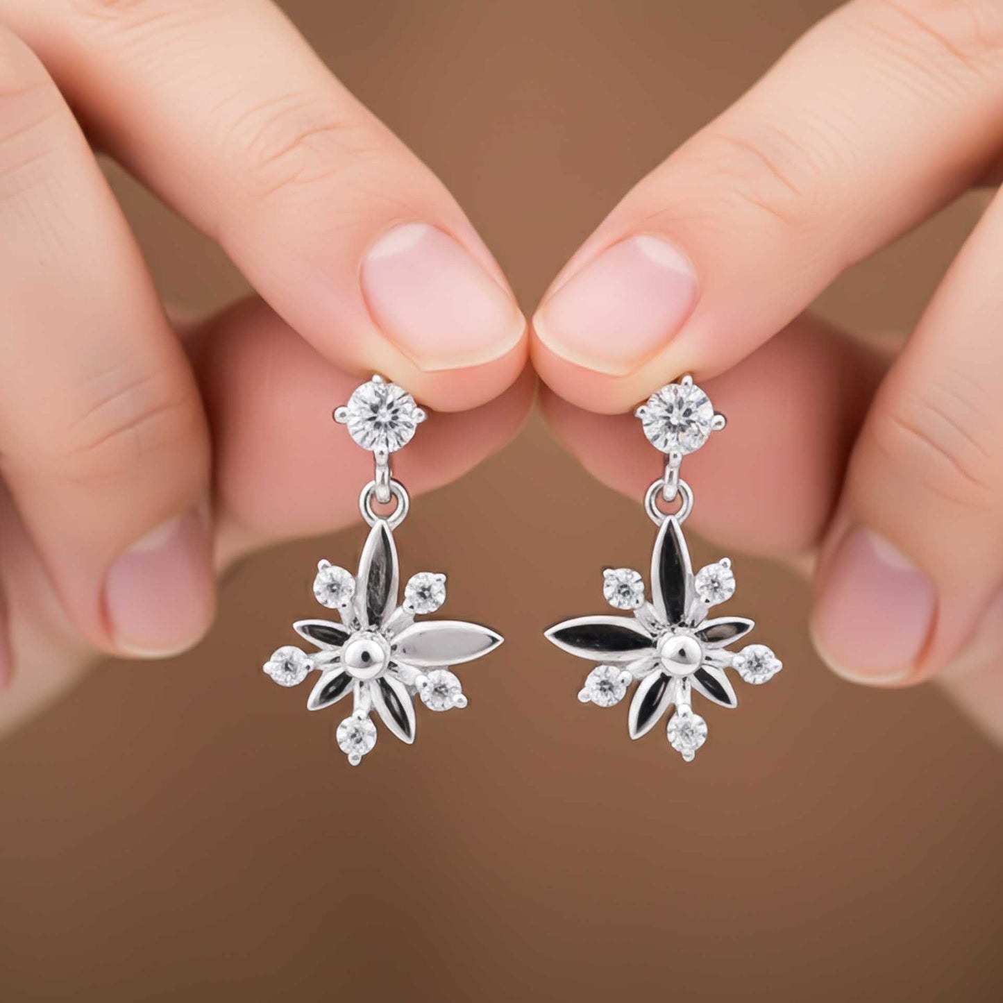 925 Sterling Silver Glossy Flower Petals Drop