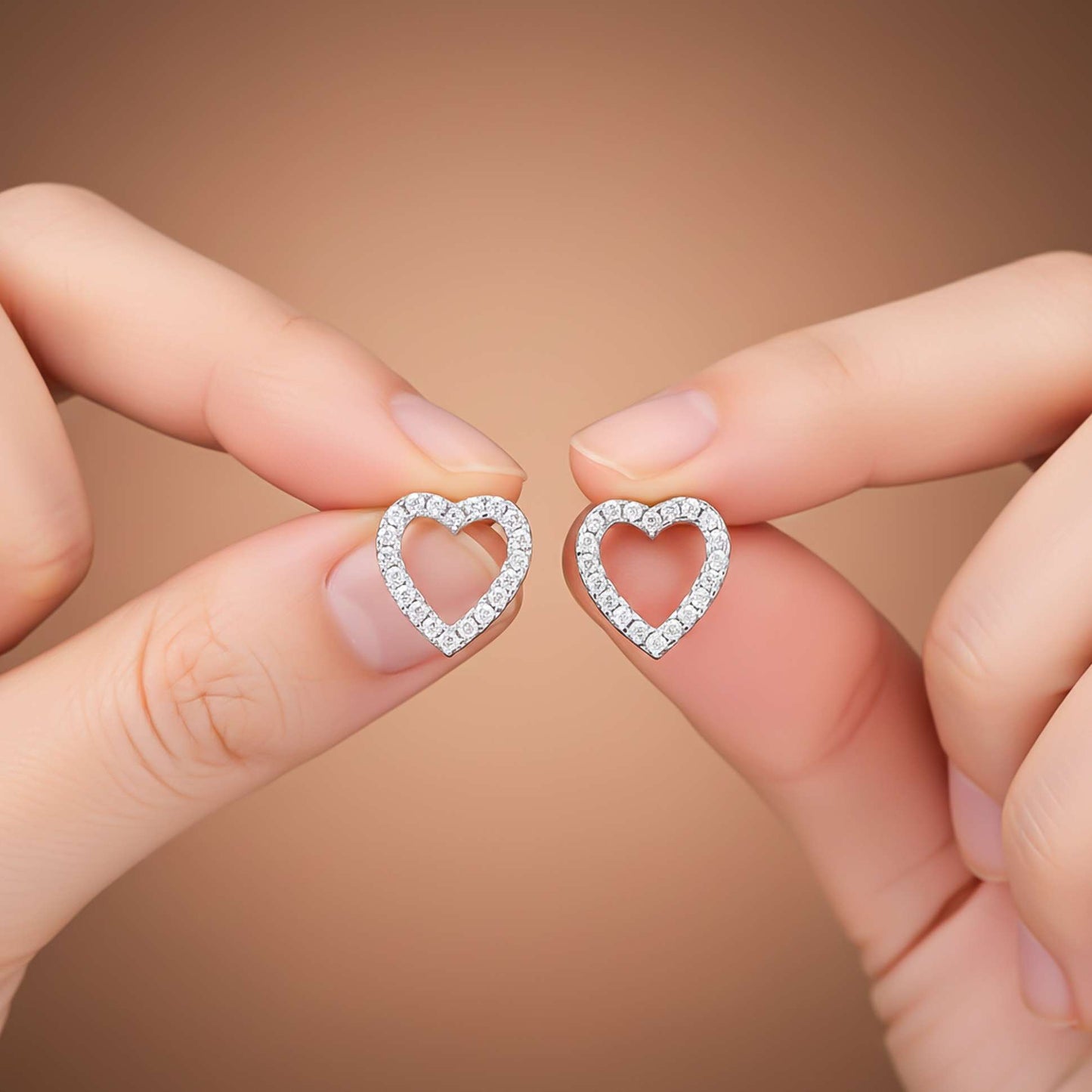 925 Sterling Silver Zircon Studded Heart Earrings
