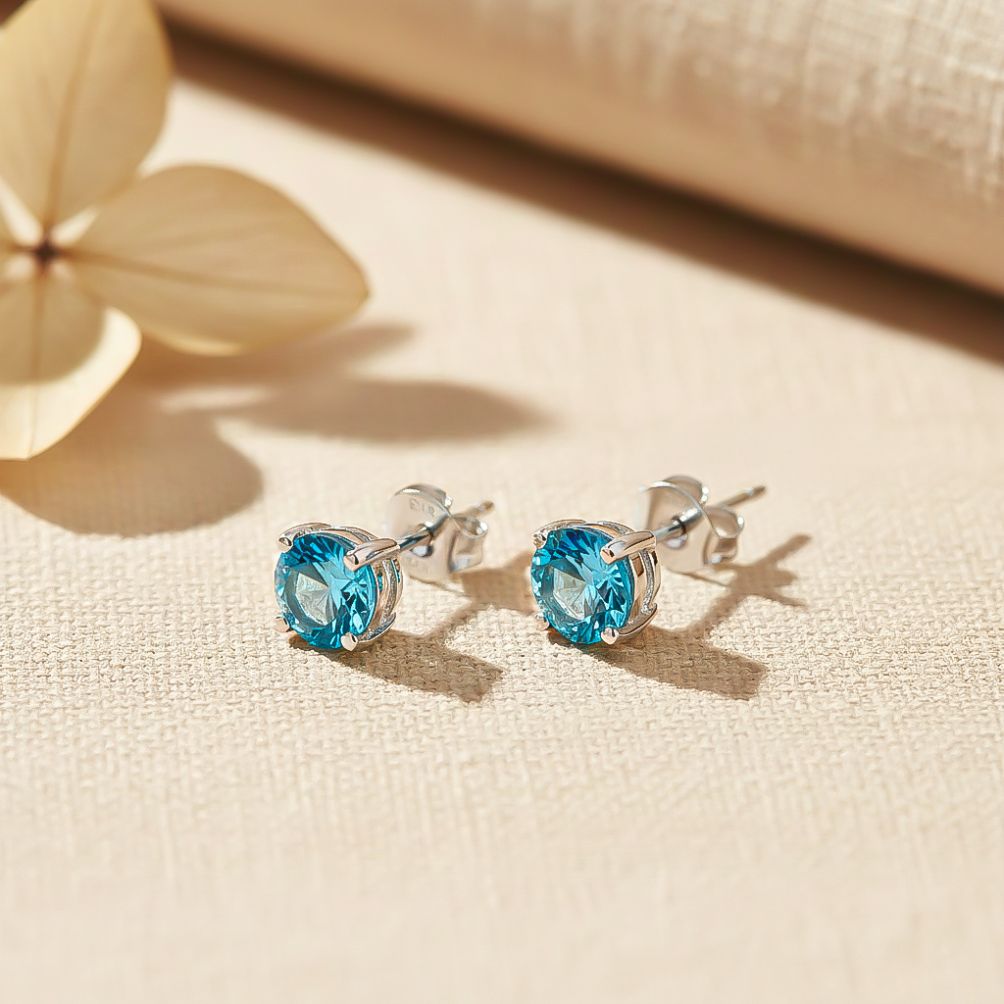 925 Sterling Silver Topaz Bold Stud Earrings