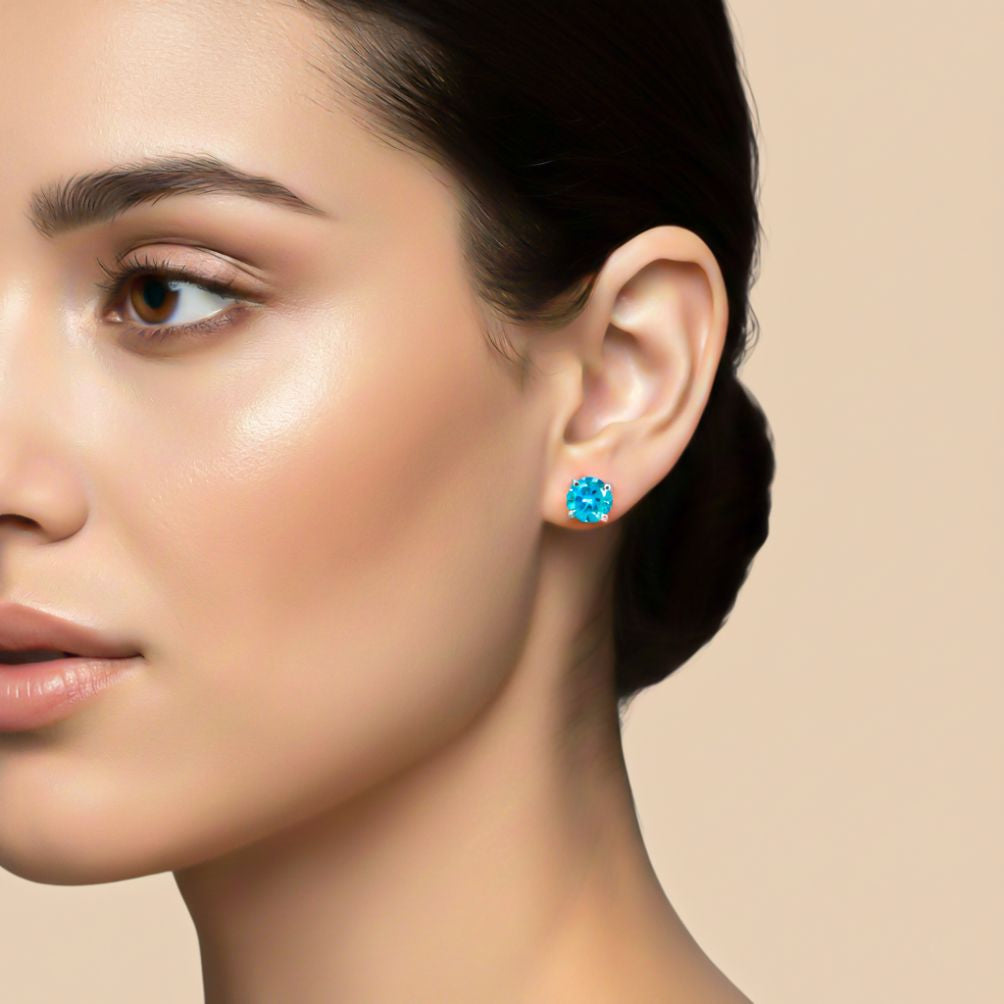 925 Sterling Silver Topaz Bold Stud Earrings