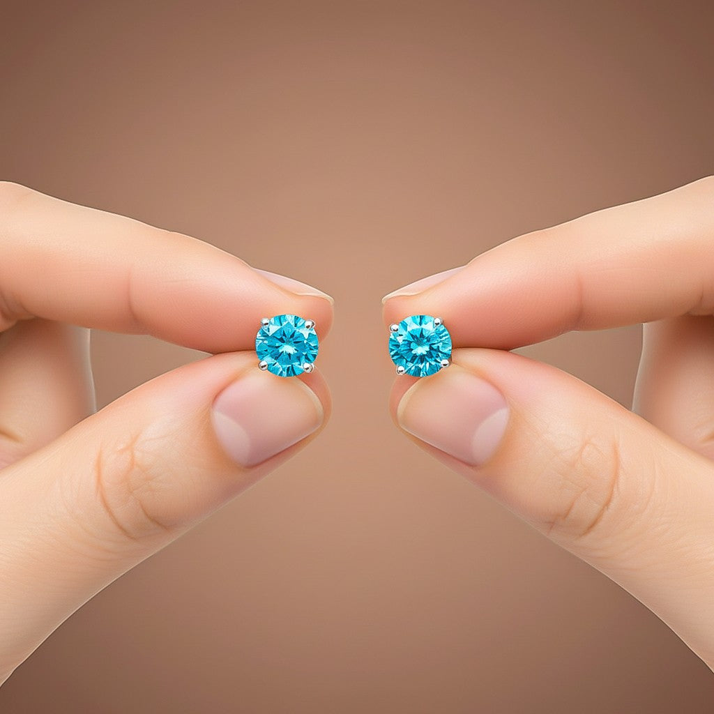 925 Sterling Silver Topaz Bold Stud Earrings