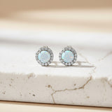 925 Sterling Silver Moon Opal Stud Earrings Gold Vermeil (2.5 Micron)