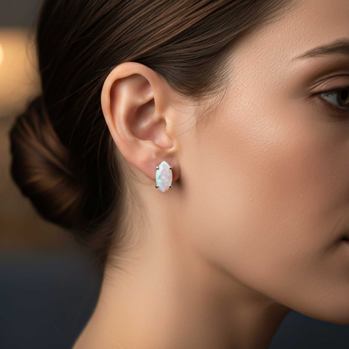 925 Sterling Silver Turtle Style Opal Stud Earrings
