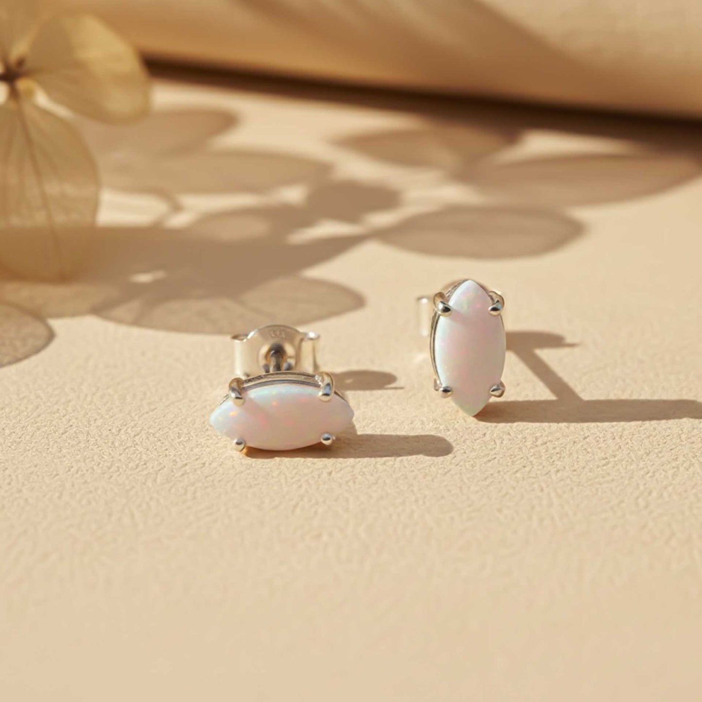 925 Sterling Silver Turtle Style Opal Stud Earrings