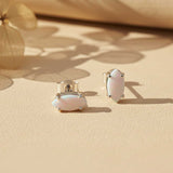 925 Sterling Silver Turtle Style Opal Stud Earrings Gold Vermeil (2.5 Micron)