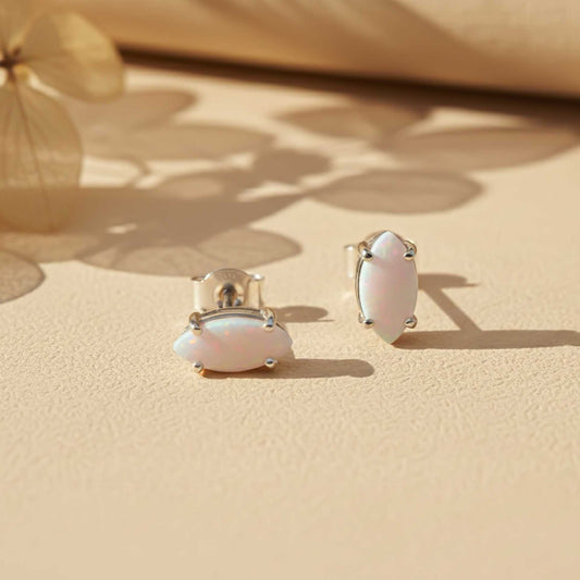 925 Sterling Silver Turtle Style Opal Stud Earrings