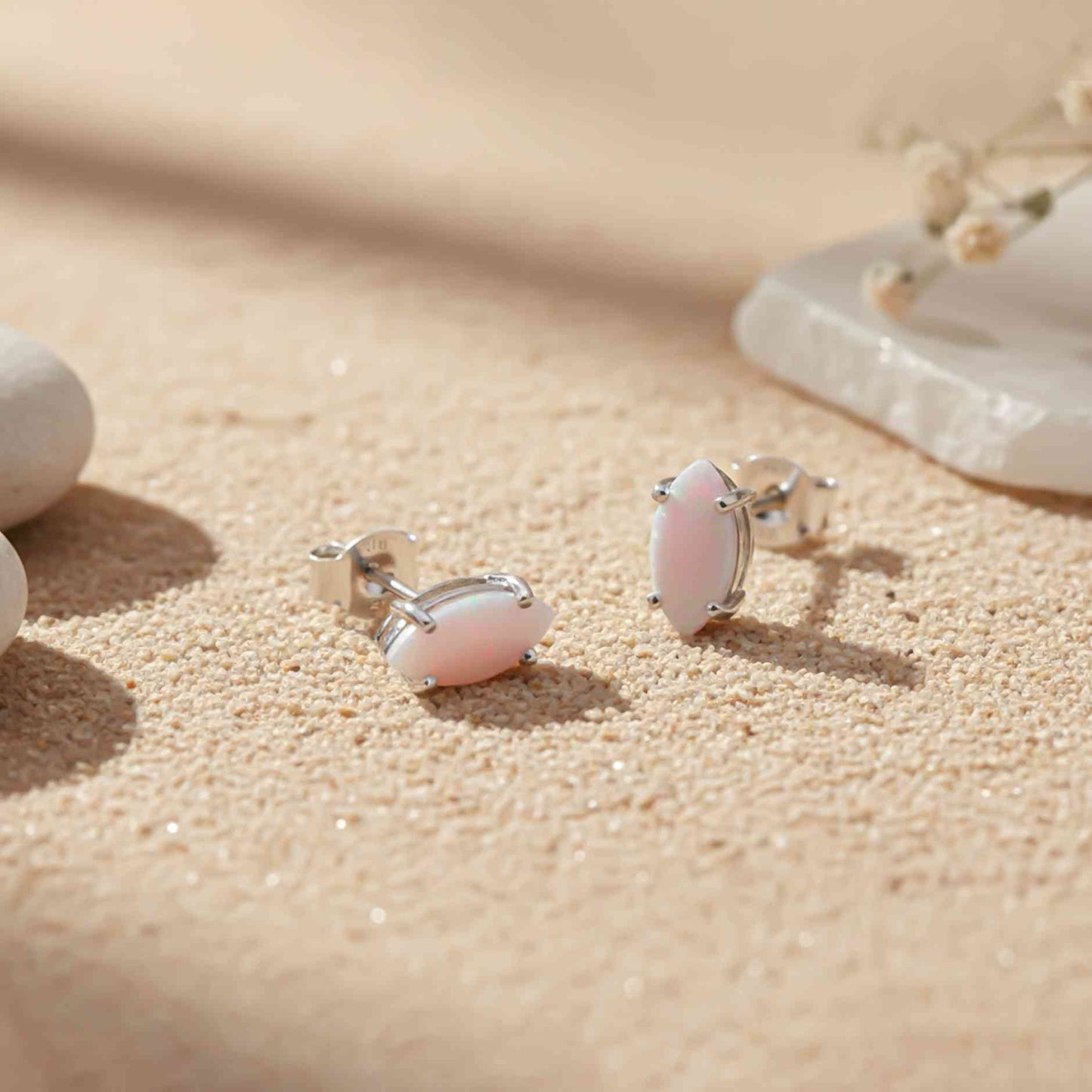 925 Sterling Silver Turtle Style Opal Stud Earrings