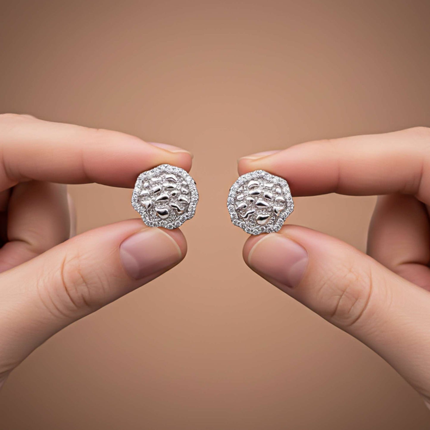 925 Sterling Silver Unisex Nuggets Stud Earrings