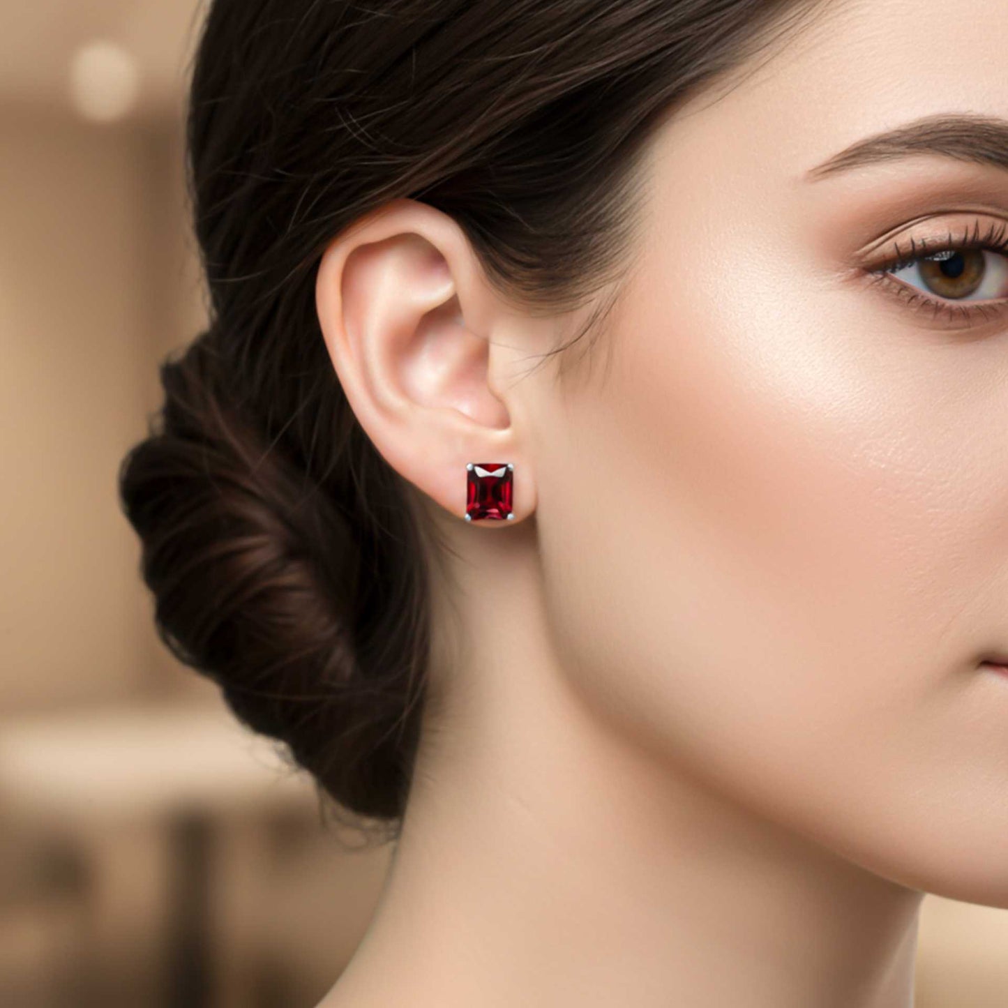 925 Sterling Silver Zircon Garnet Sunshine Stud