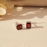 925 Sterling Silver Zircon Garnet Sunshine Stud Gold Vermeil (2.5 Micron)