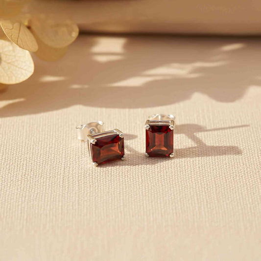 925 Sterling Silver Zircon Garnet Sunshine Stud