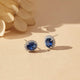 925 Sterling Silver Royal Blue Halo Studs For Girls Gold Vermeil (2.5 Micron)