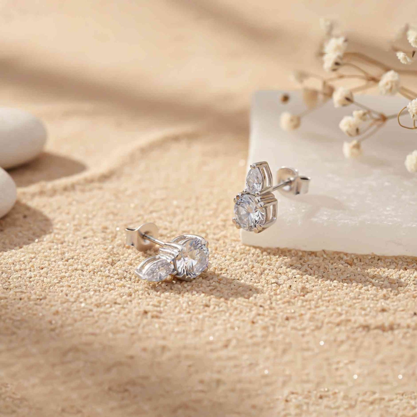 925 Sterling Silver Zircon Drizzle Stud Earrings