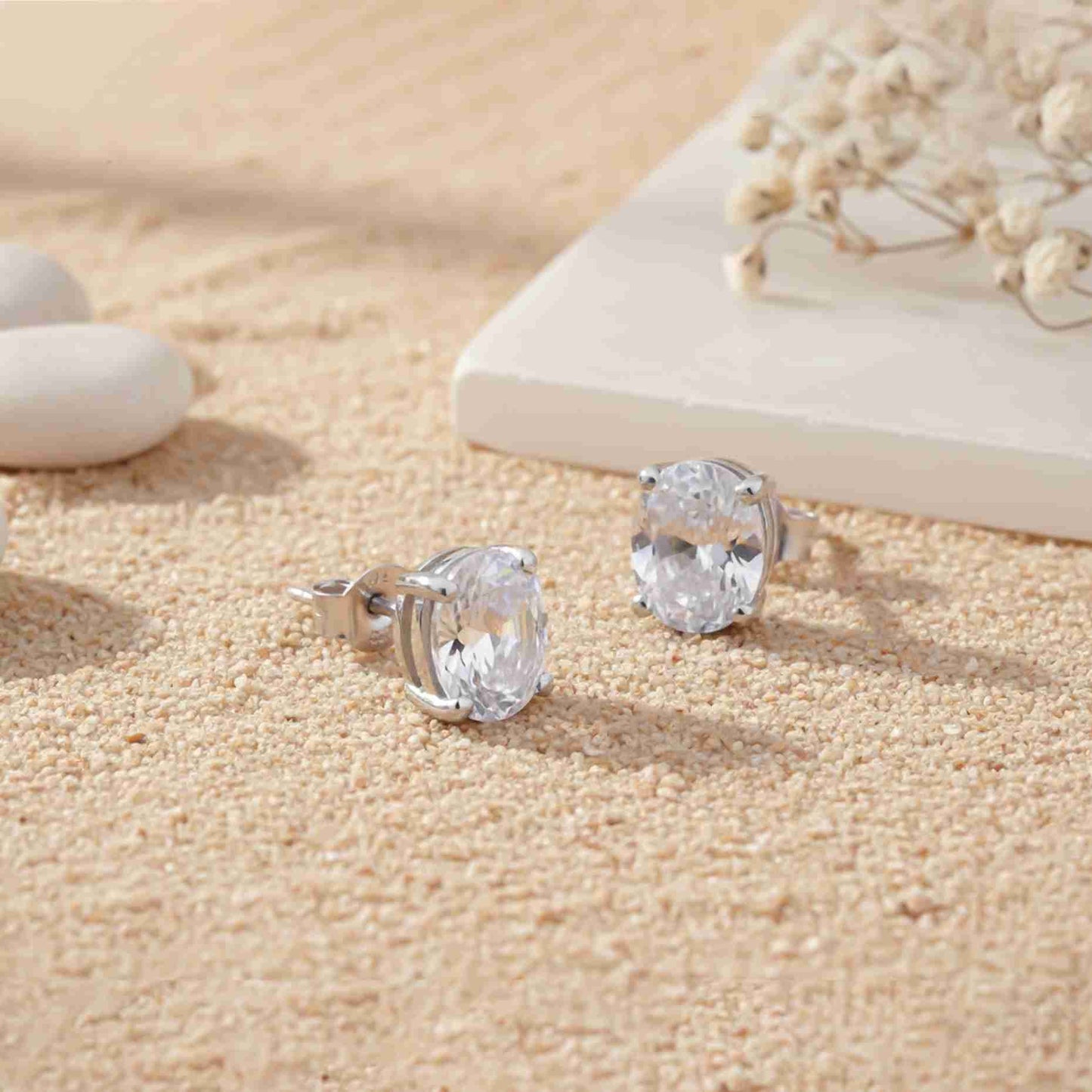 925 Sterling Silver Zircon Classic Stud Earrings