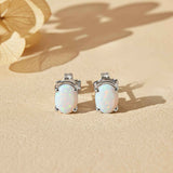 925 Sterling Silver Shiny Opal Stud Earrings Gold Vermeil (2.5 Micron)