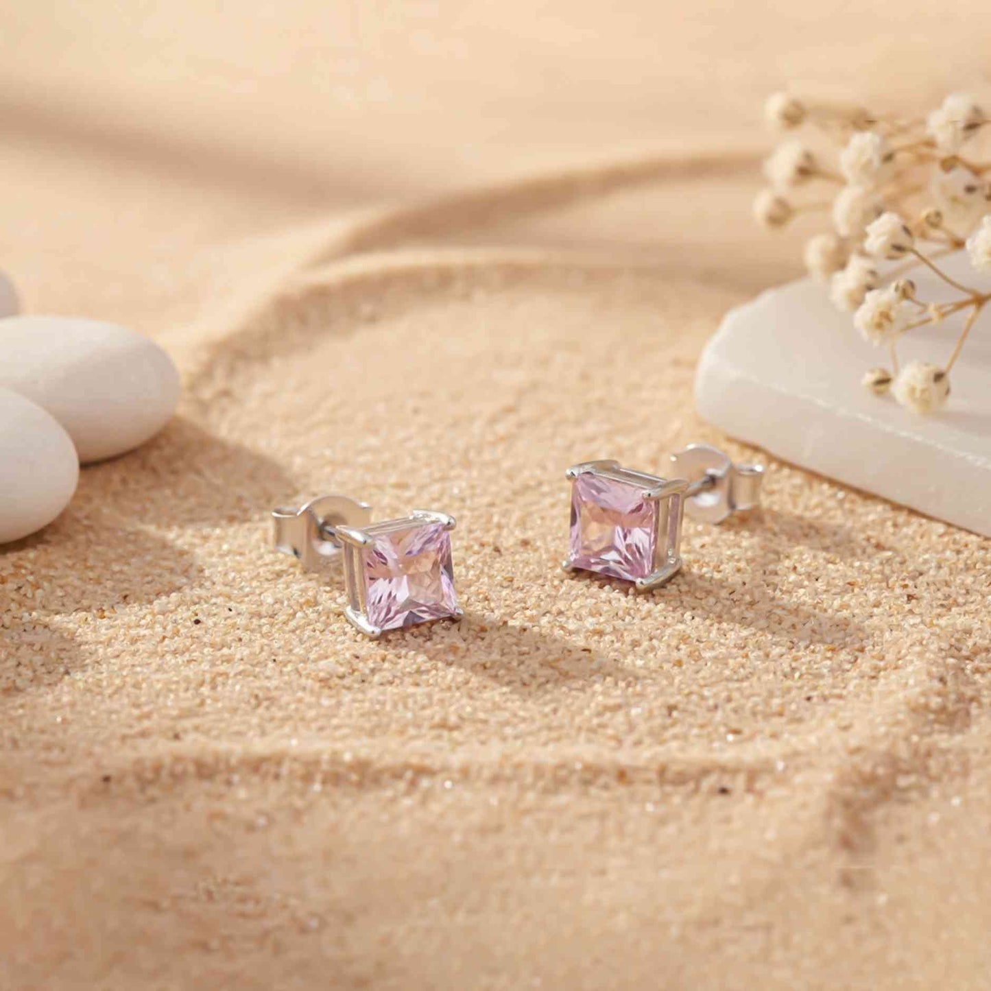 925 Sterling Silver Sapphire Charm Solitaire Studs