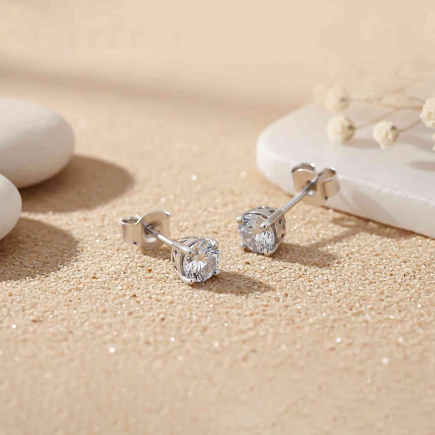 925 Sterling Silver Zircon Mini Stud Earrings