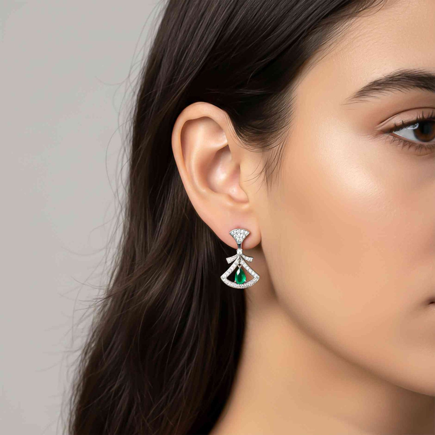 925 Sterling Silver & Green Hamsa Eye Earrings