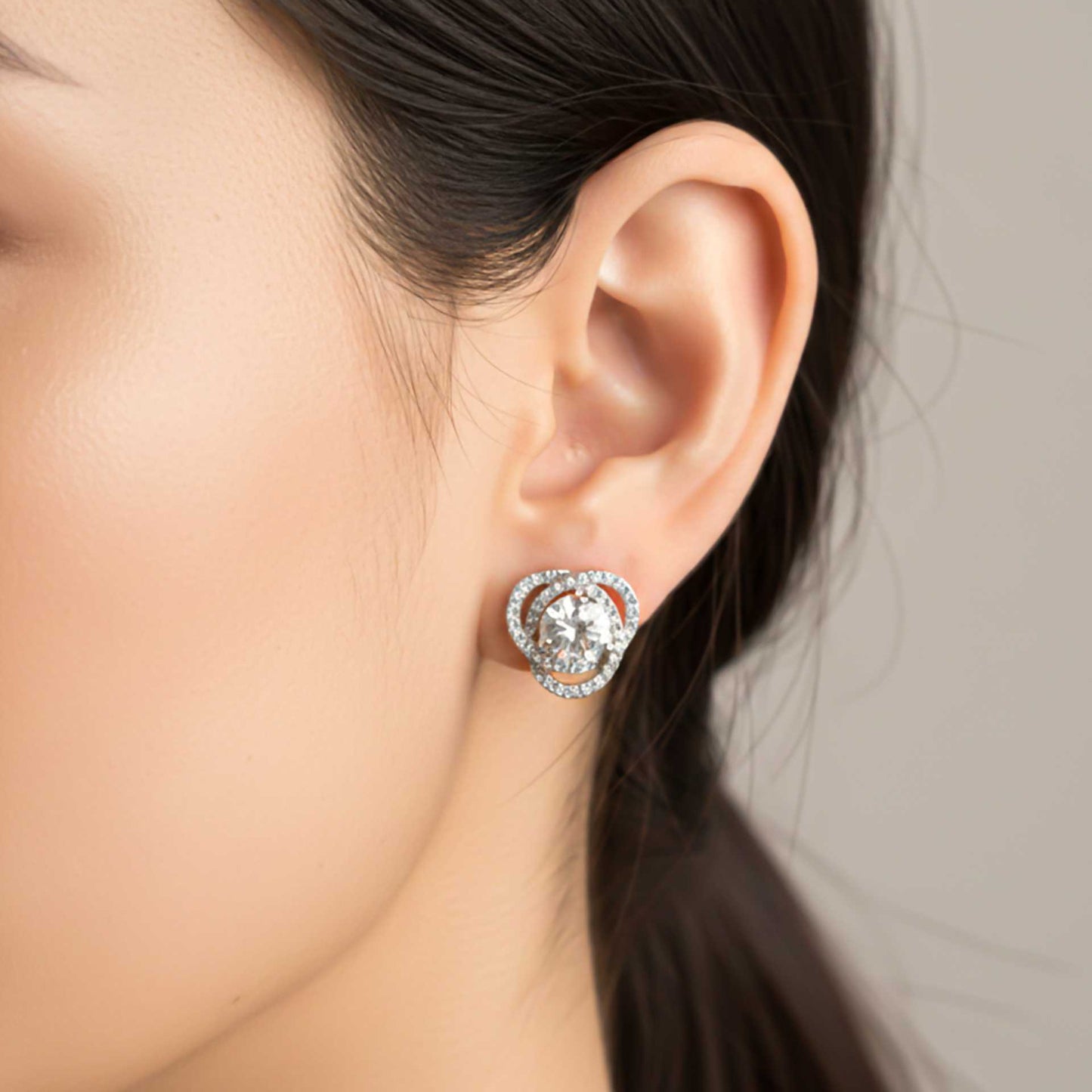 925 Sterling Silver Zircon Studded Elegant Stud Earrings