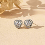 925 Sterling Silver Zircon Studded Elegant Stud Earrings Gold Vermeil (2.5 Micron)