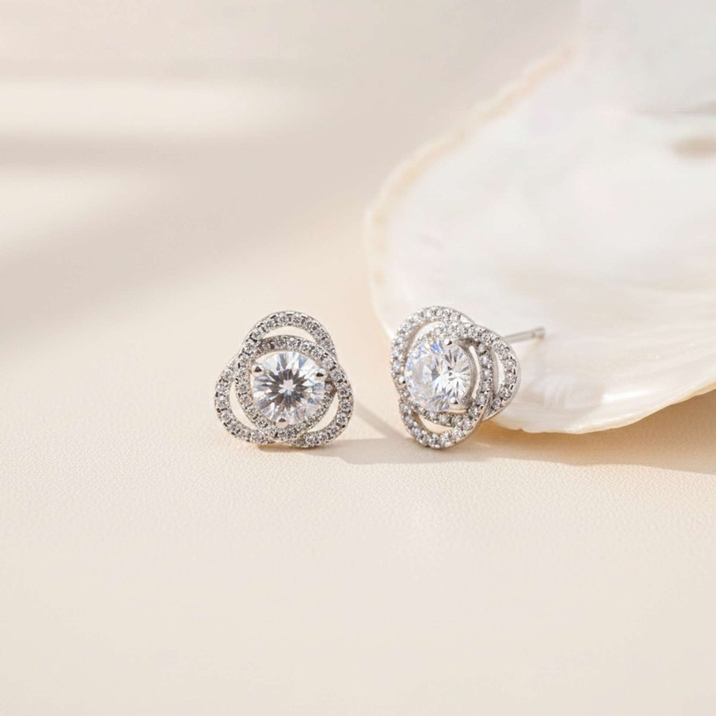 925 Sterling Silver Zircon Studded Elegant Stud Earrings