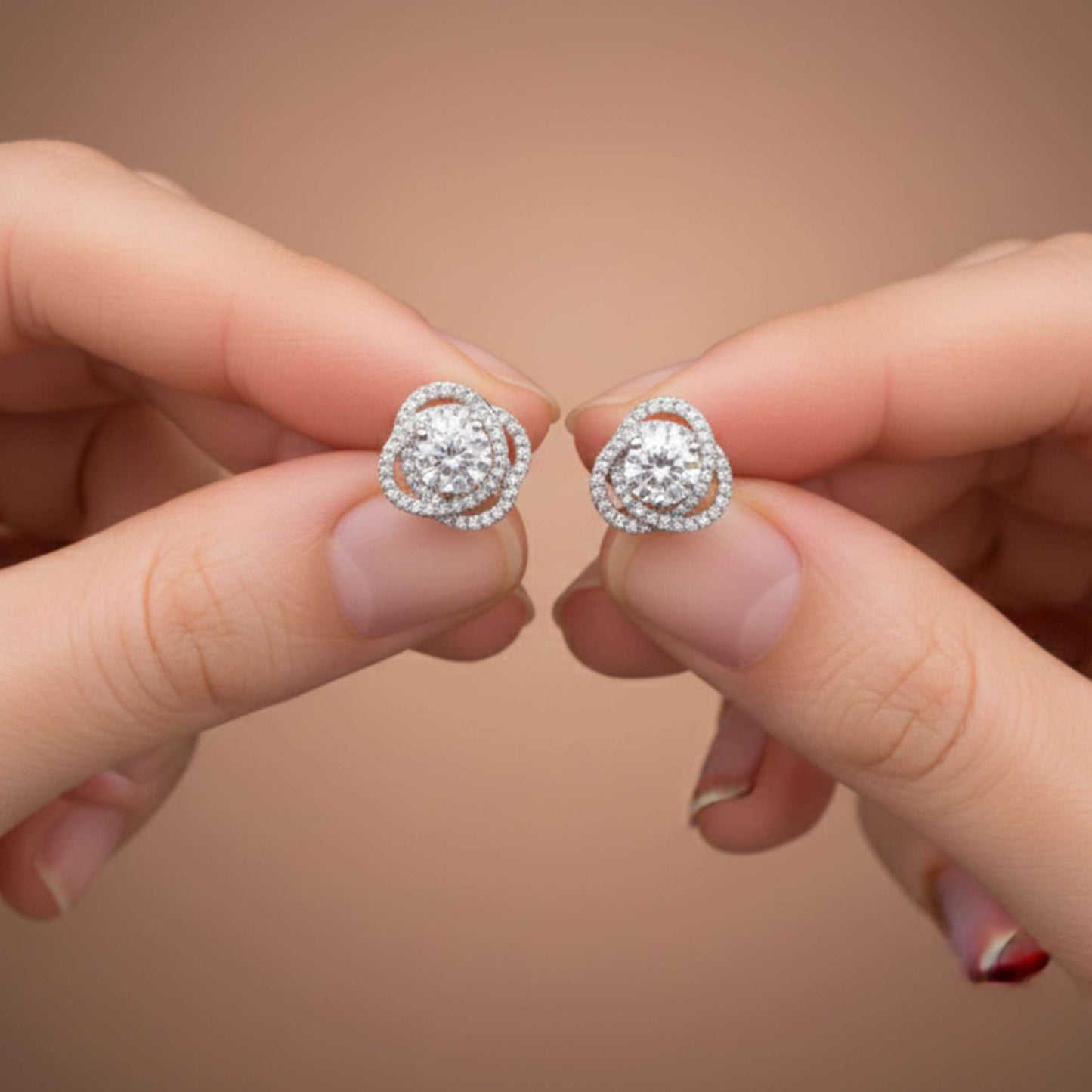 925 Sterling Silver Zircon Studded Elegant Stud Earrings
