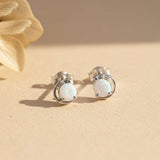 925 Sterling Silver Classy Solitaire Opal Studs Gold Vermeil (2.5 Micron)