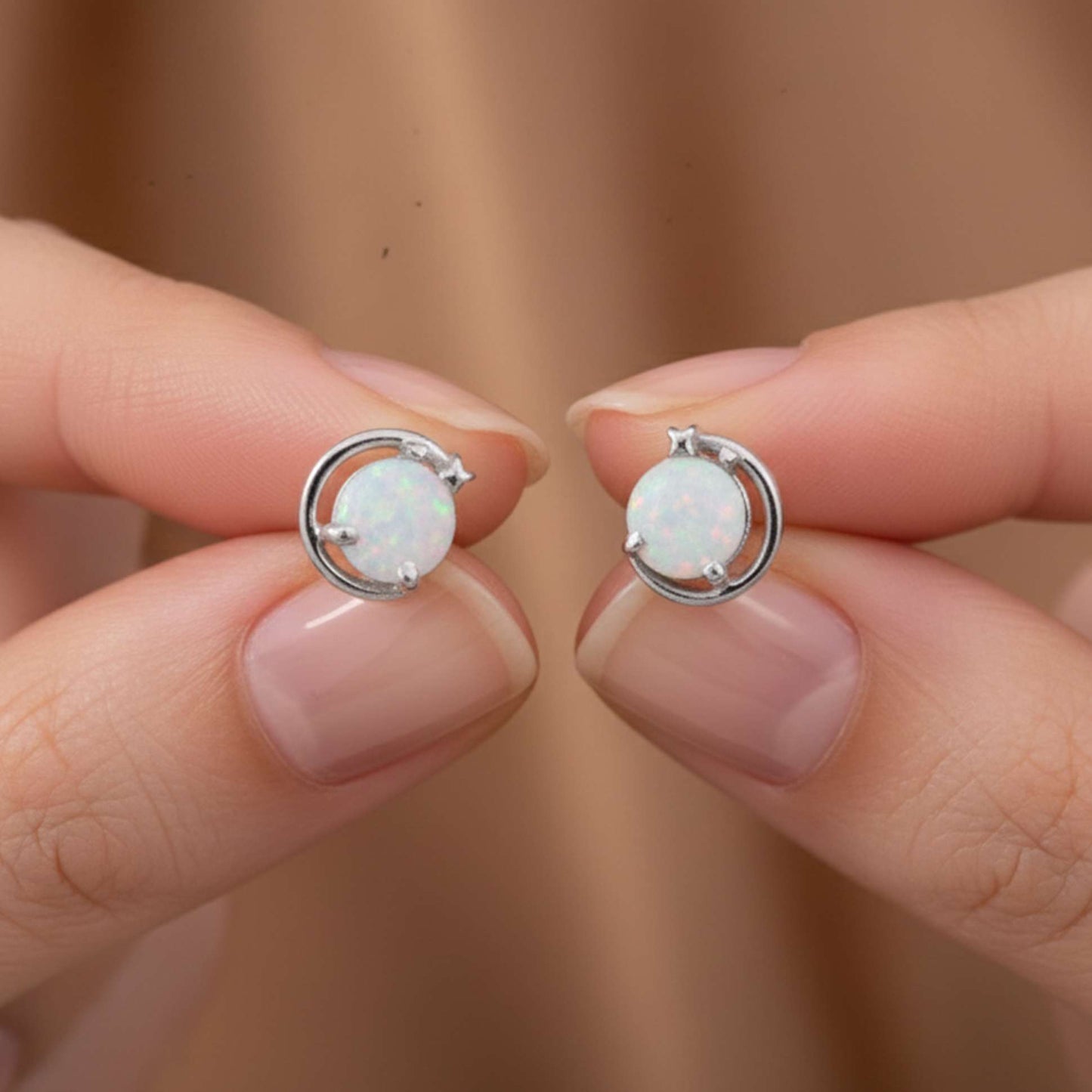 925 Sterling Silver Classy Solitaire Opal Studs