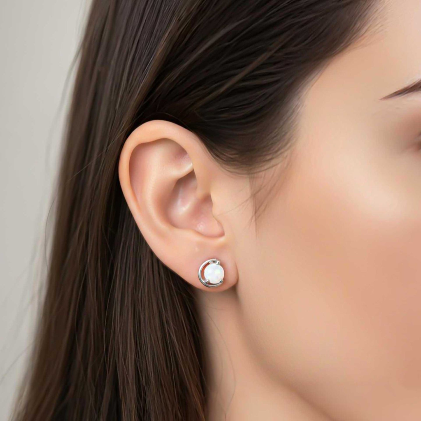 925 Sterling Silver Classy Solitaire Opal Studs