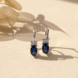 925 Sterling Silver Blue Oval Drop Earrings Gold Vermeil (2.5 Micron)