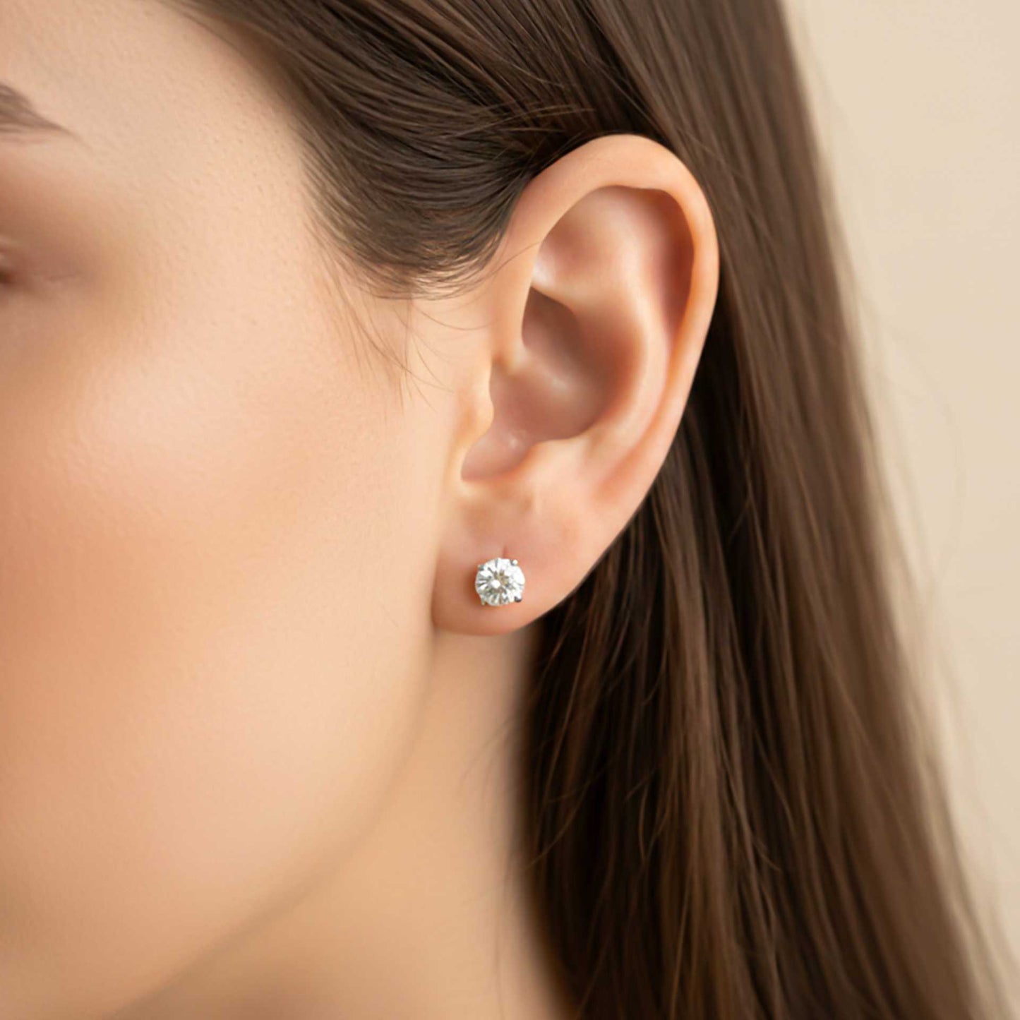 925 Sterling Silver Zircon Solitaire Dainty Studs