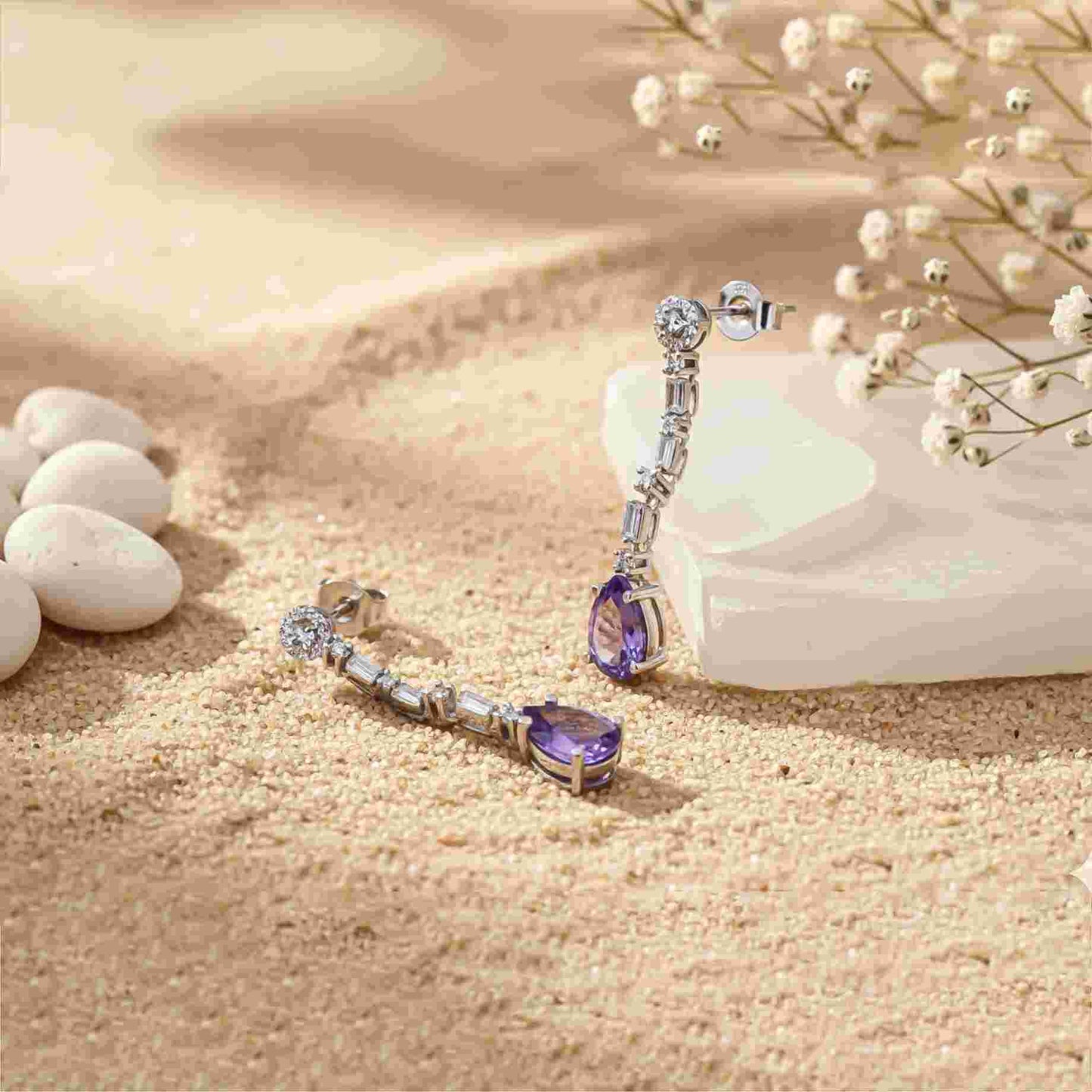 925 Sterling Silver Blue Sapphire Drop Dangle Earring