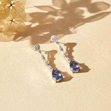925 Sterling Silver Blue Sapphire Drop Dangle Earring Gold Vermeil (2.5 Micron)