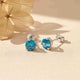 925 Sterling Silver Blue Topaz Push Back Stud Earrings Gold Vermeil (2.5 Micron)