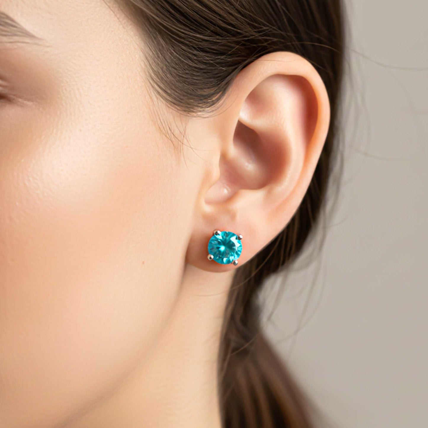925 Sterling Silver Blue Topaz Push Back Stud Earrings