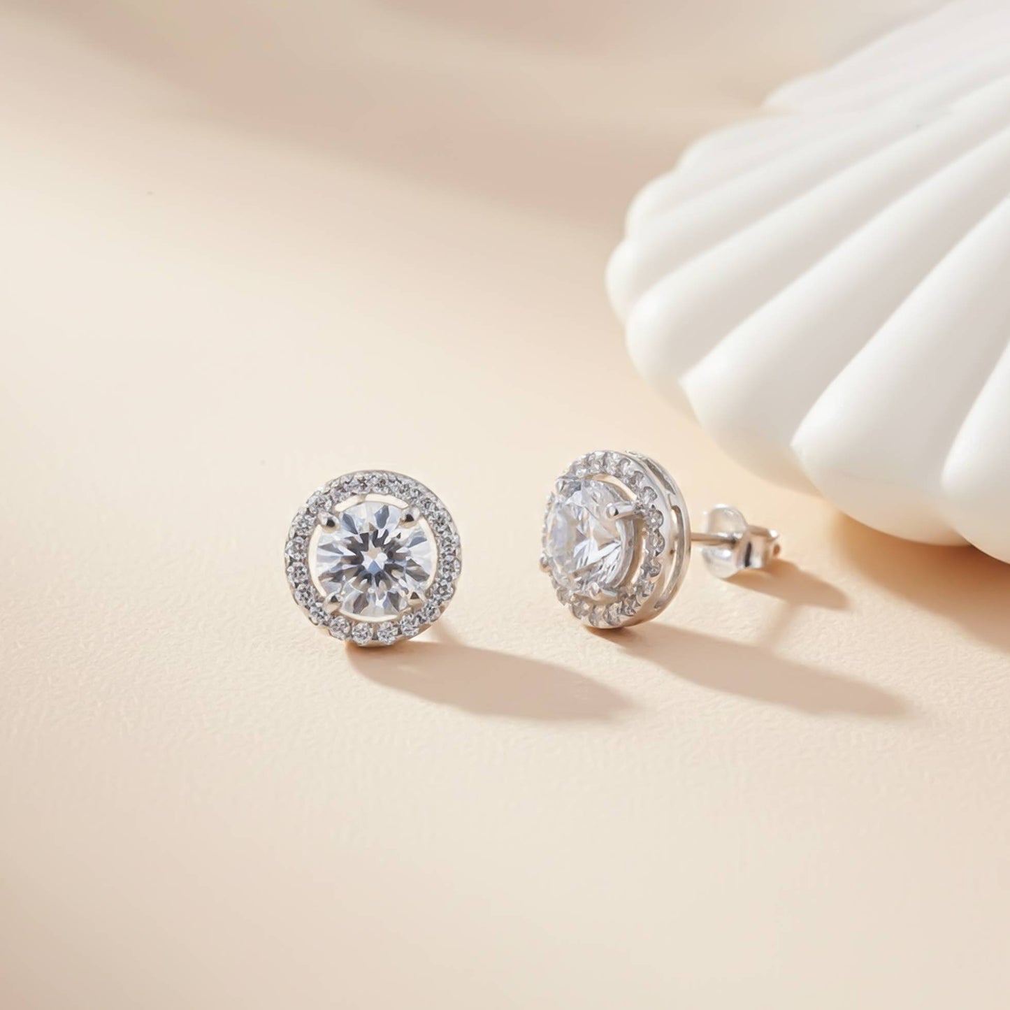 925 Sterling Silver Halo Stud Earrings