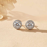 925 Sterling Silver Halo Stud Earrings Gold Vermeil (2.5 Micron)