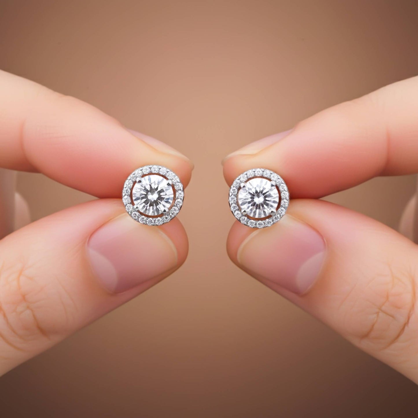 925 Sterling Silver Halo Stud Earrings