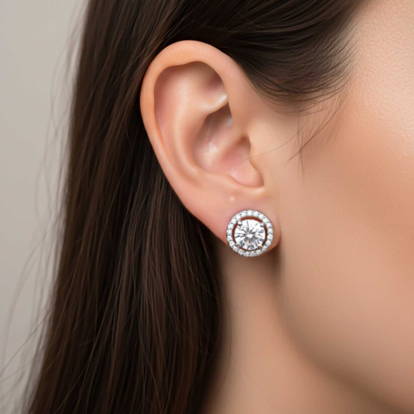 925 Sterling Silver Halo Stud Earrings