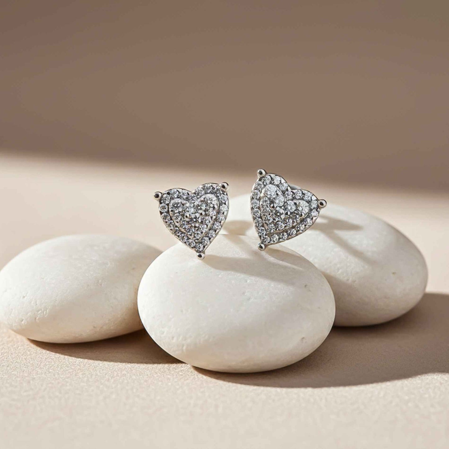 925 Sterling Silver Heart Cluster Stud Earrings