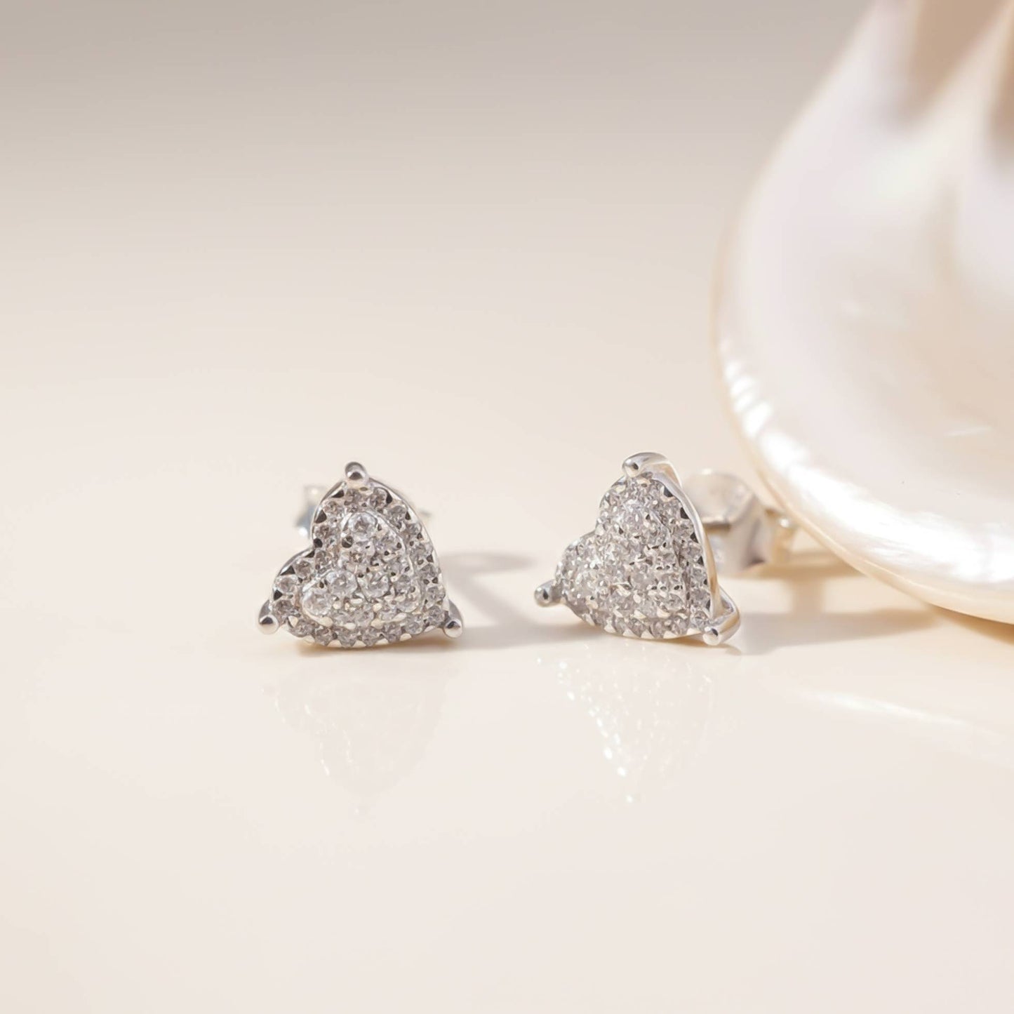 925 Sterling Silver Heart Cluster Stud Earrings