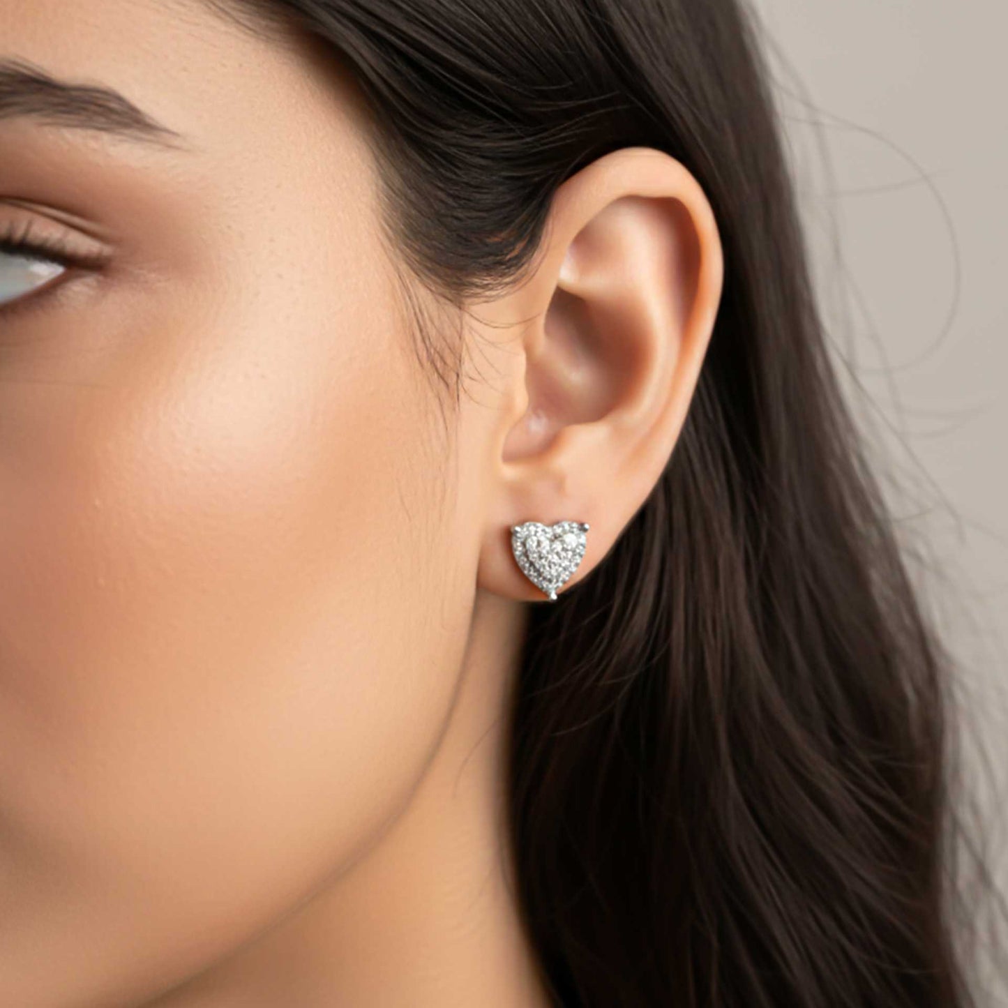 925 Sterling Silver Heart Cluster Stud Earrings