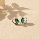 925 Sterling Silver Green Emerald Heart Love Stud Gold Vermeil (2.5 Micron)